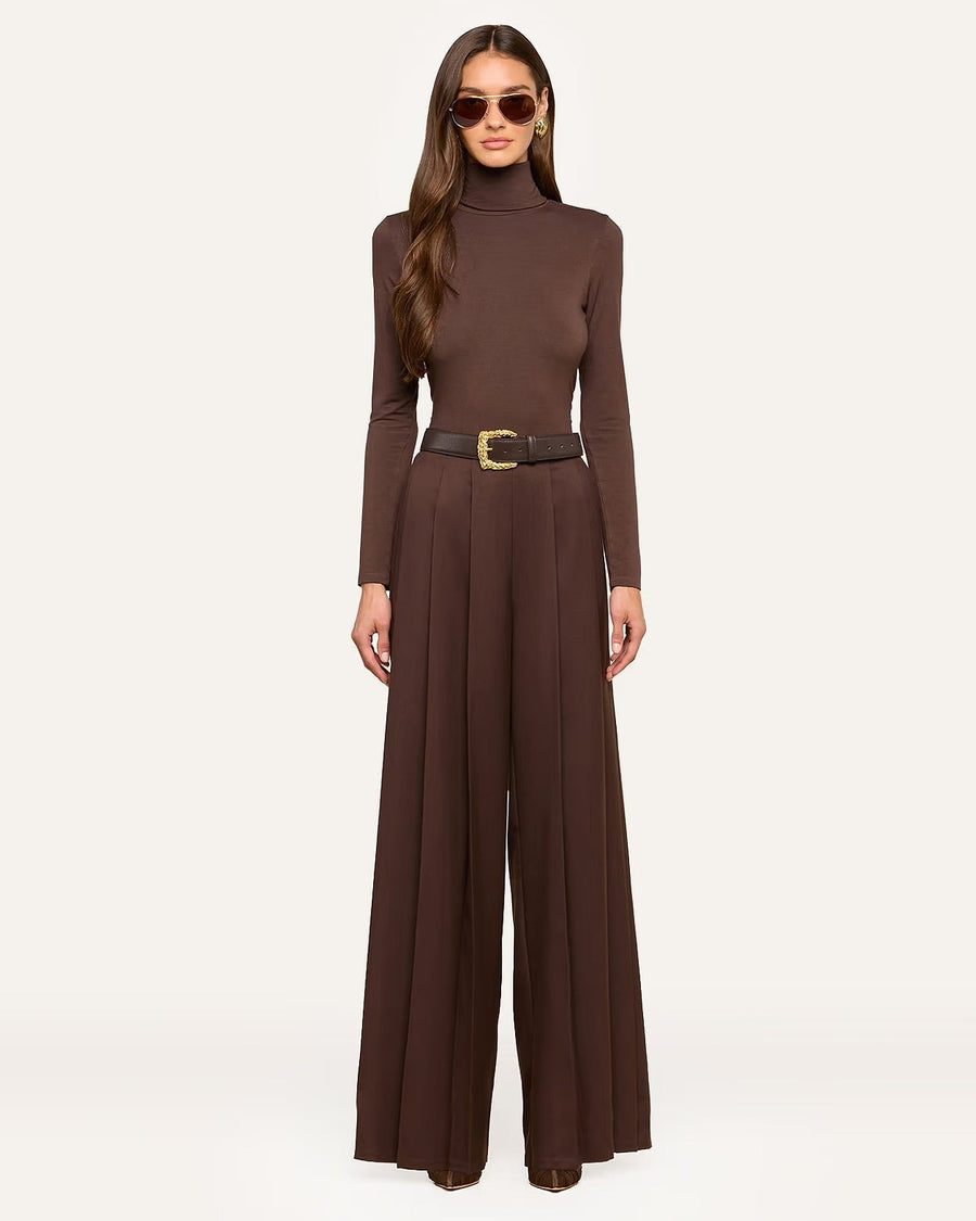 Nova Pleated Wide-Leg Pant Dark Java