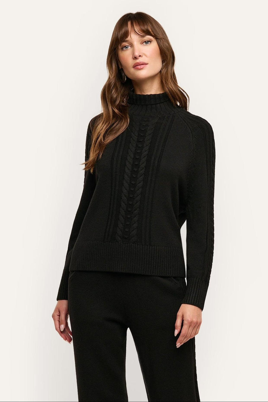 Sandrina Cable Turtleneck Black