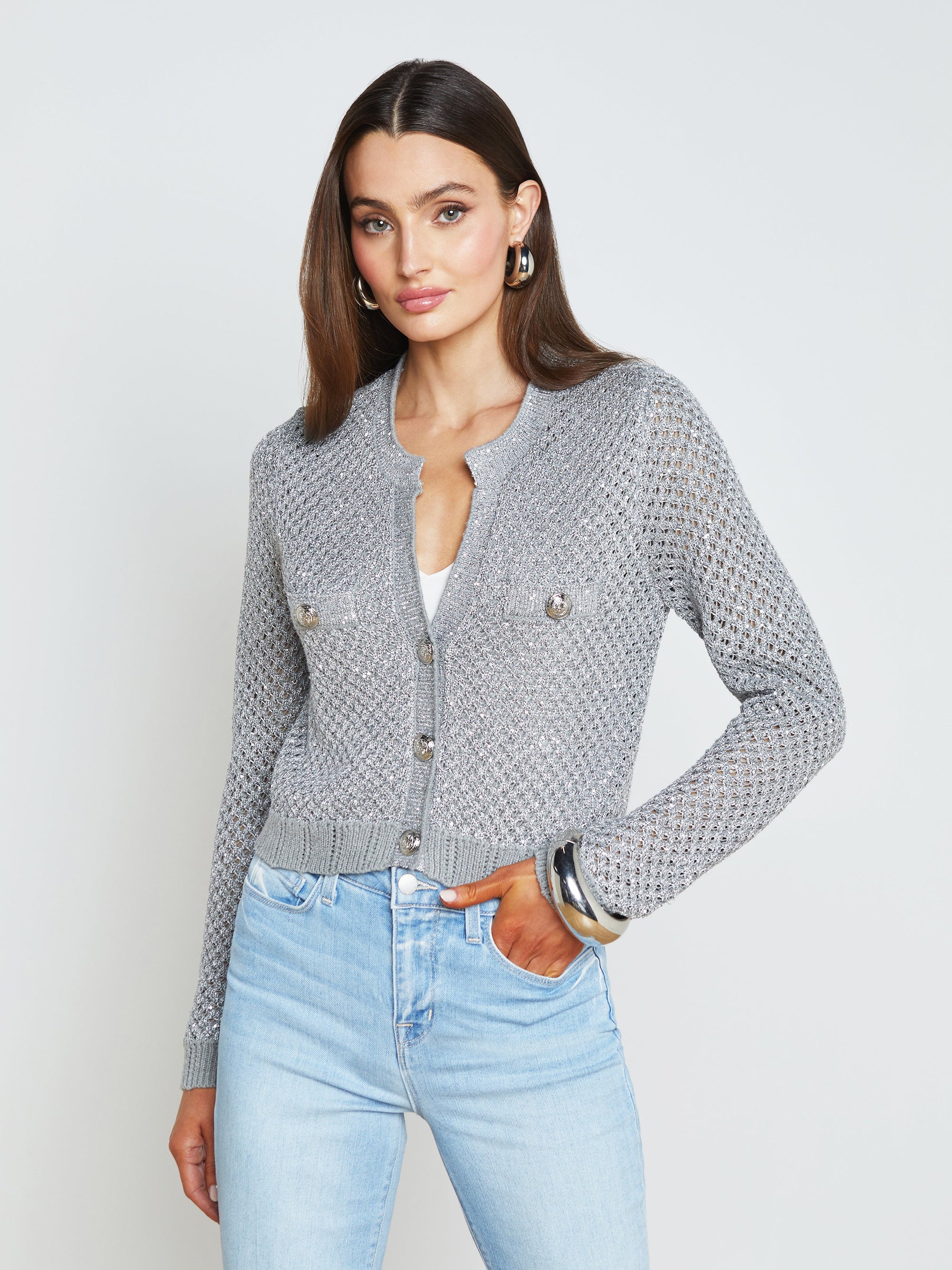 Blanca Sequin Crop Cardi by L'agence