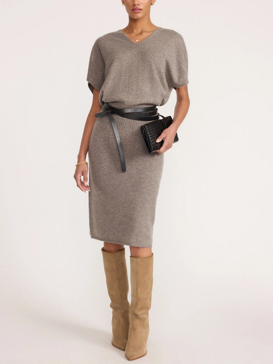 The Ophi Vee Cashmere Dress Otter Mélange