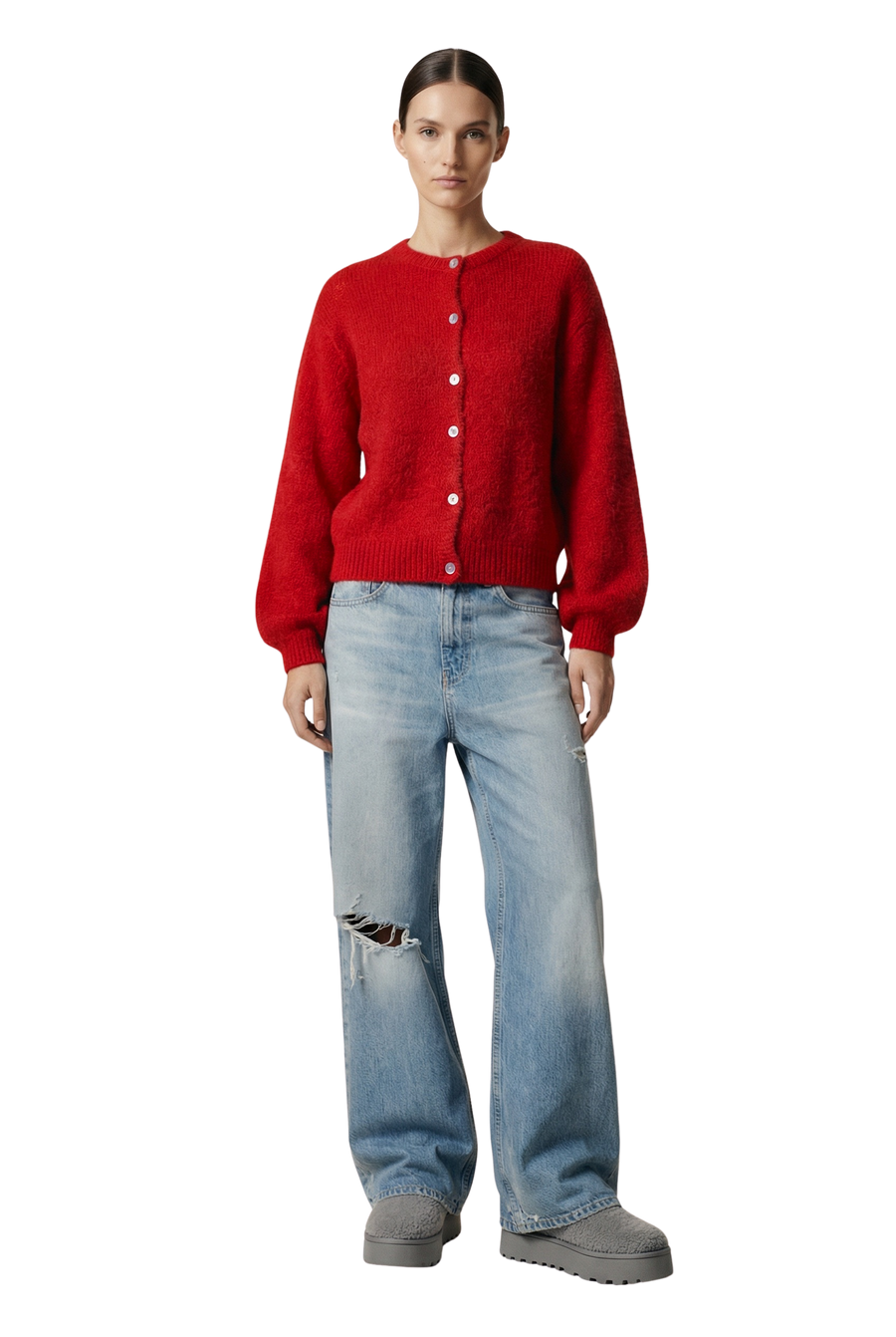 Susan Alpaca Cardigan Lipstick Red