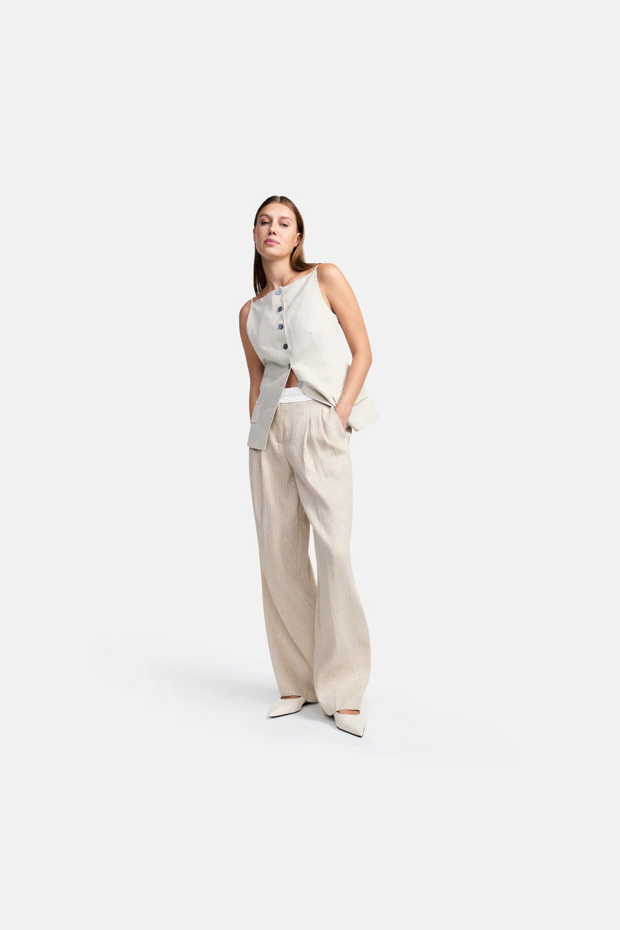 Anny Waistband In Creme Striped-Cambio-Tocca Finita