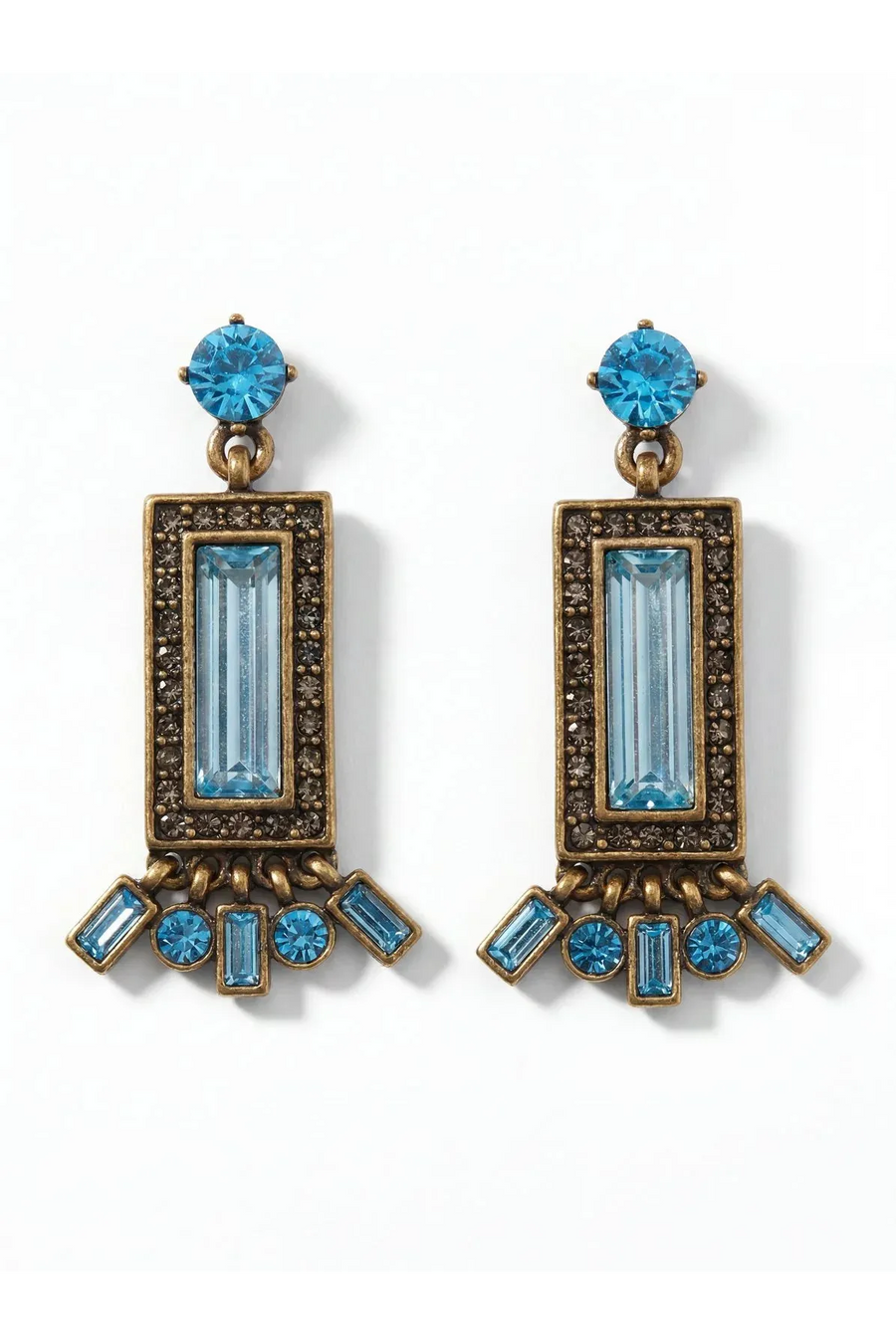 Art Deco Earrings - Blue Swarovski Crystal-Valentine Rouge-Tocca Finita