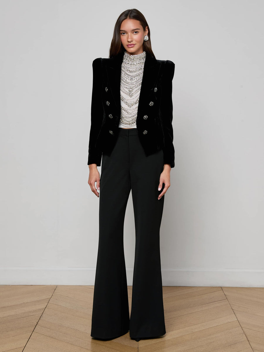 Bethany Velvet Blazer Black-L&