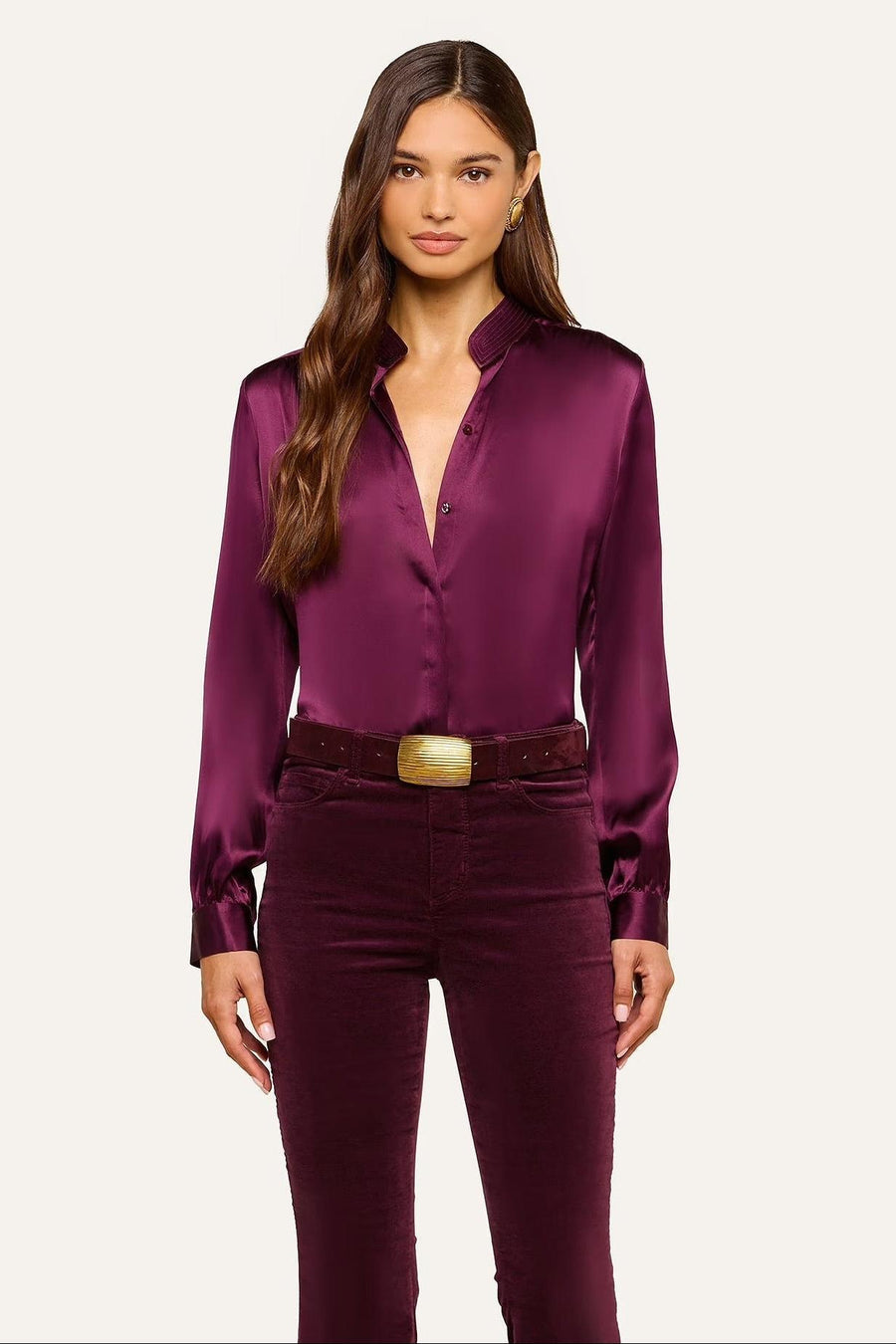 Bianca Silk Blouse Dark Plum-L&