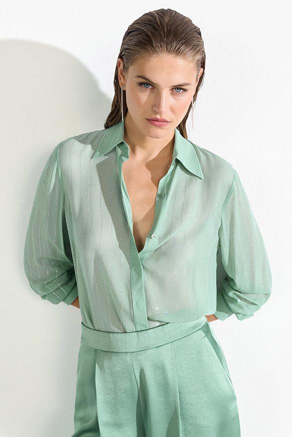 Blouse with Glitter Stripes Basil-Riani-Tocca Finita