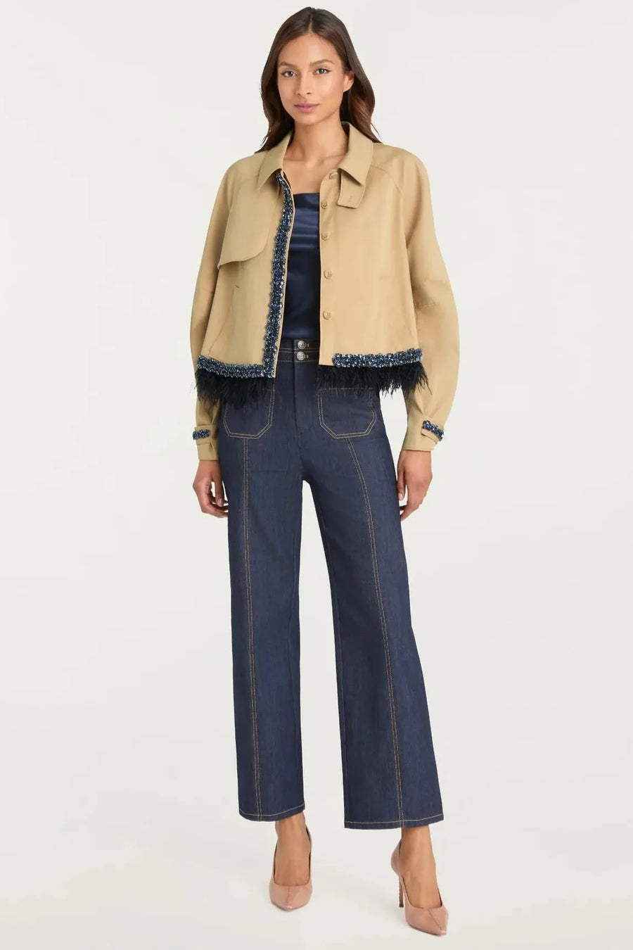 Carmila Jacket Khaki/Navy-Cinq A Sept-Tocca Finita