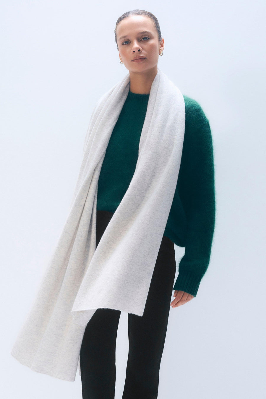 Cashmere Travel Wrap Misty Grey Heather-White And Warren-Tocca Finita