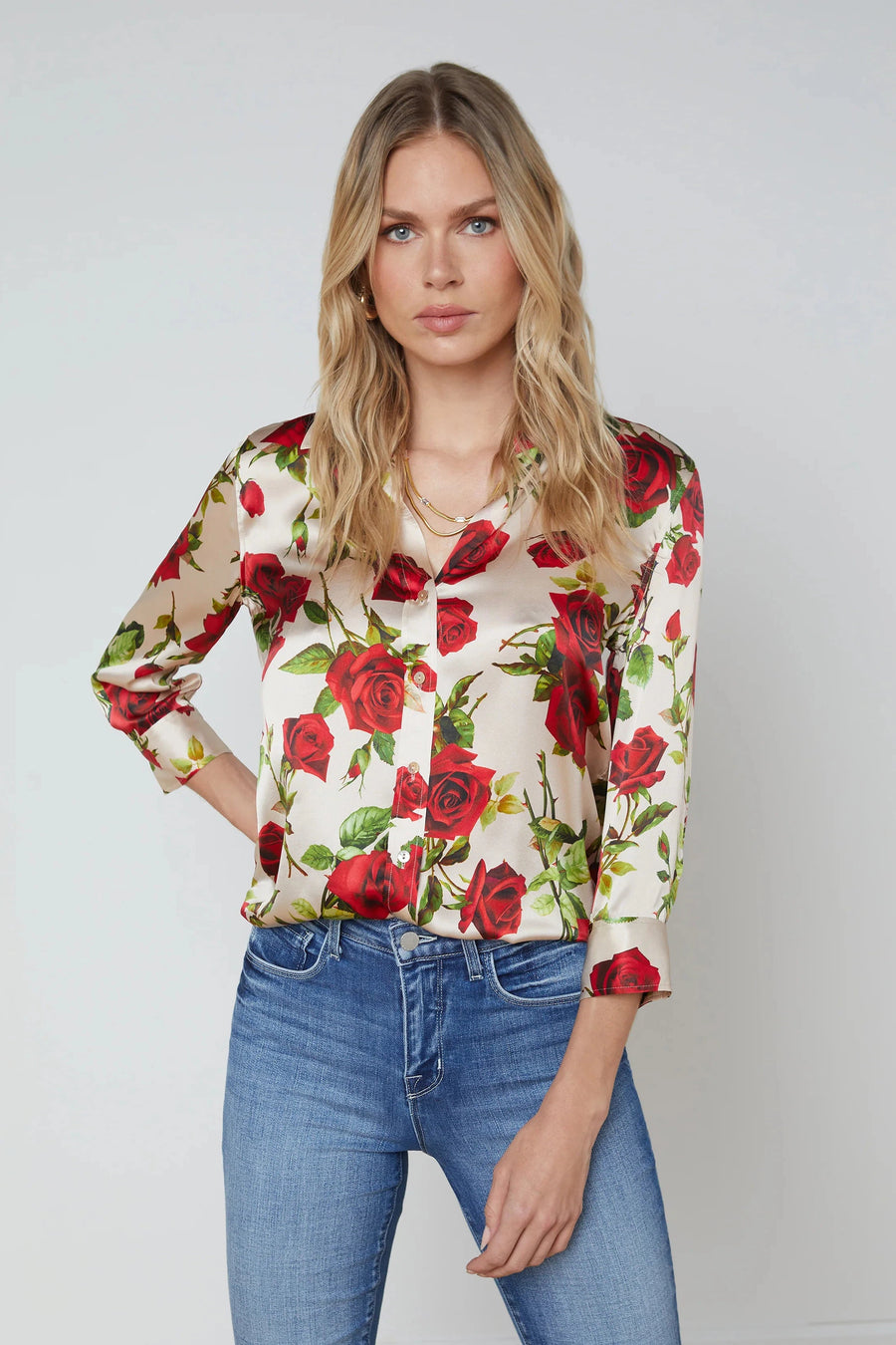 Dani 3/4 Sleeve Blouse in Red Sand-L&