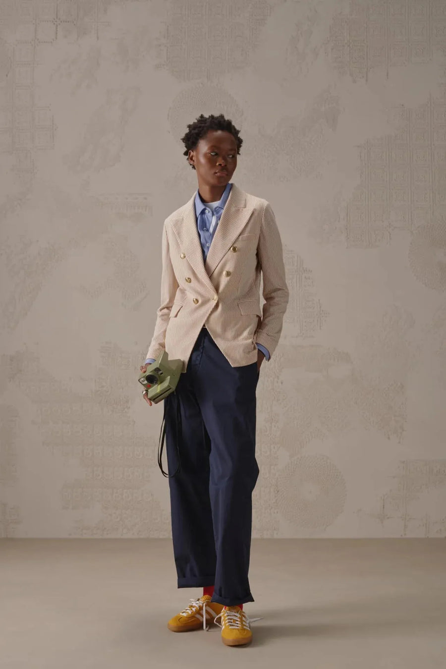 Double-Breasted Jacket Thin Striped Nutmeg Oxford-Circolo 1901-Tocca Finita