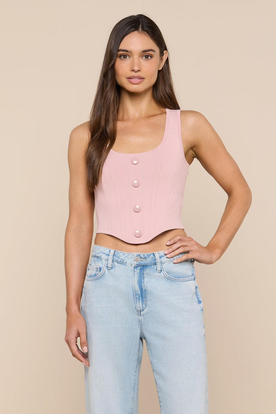 Dove Knit Corset Top Misty Rose-L&