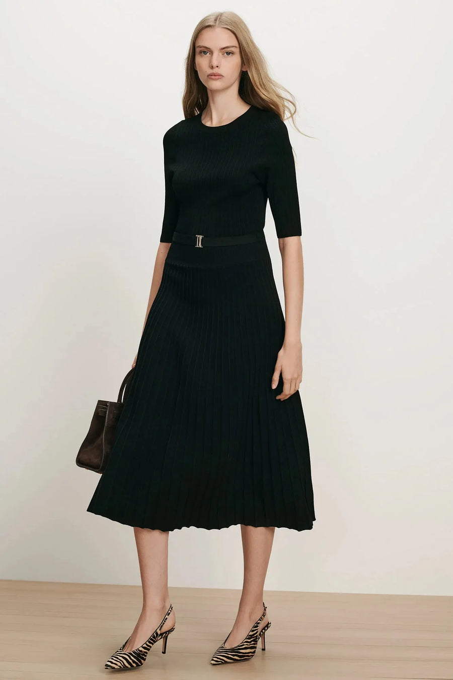 Elthea Belted Midi Dress Black-Veronica Beard-Tocca Finita