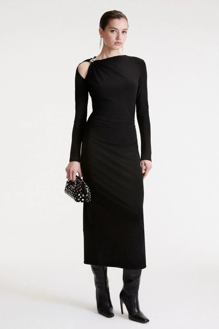 Jersey Dress With Asymmetric Detail Black-Marella-Tocca Finita