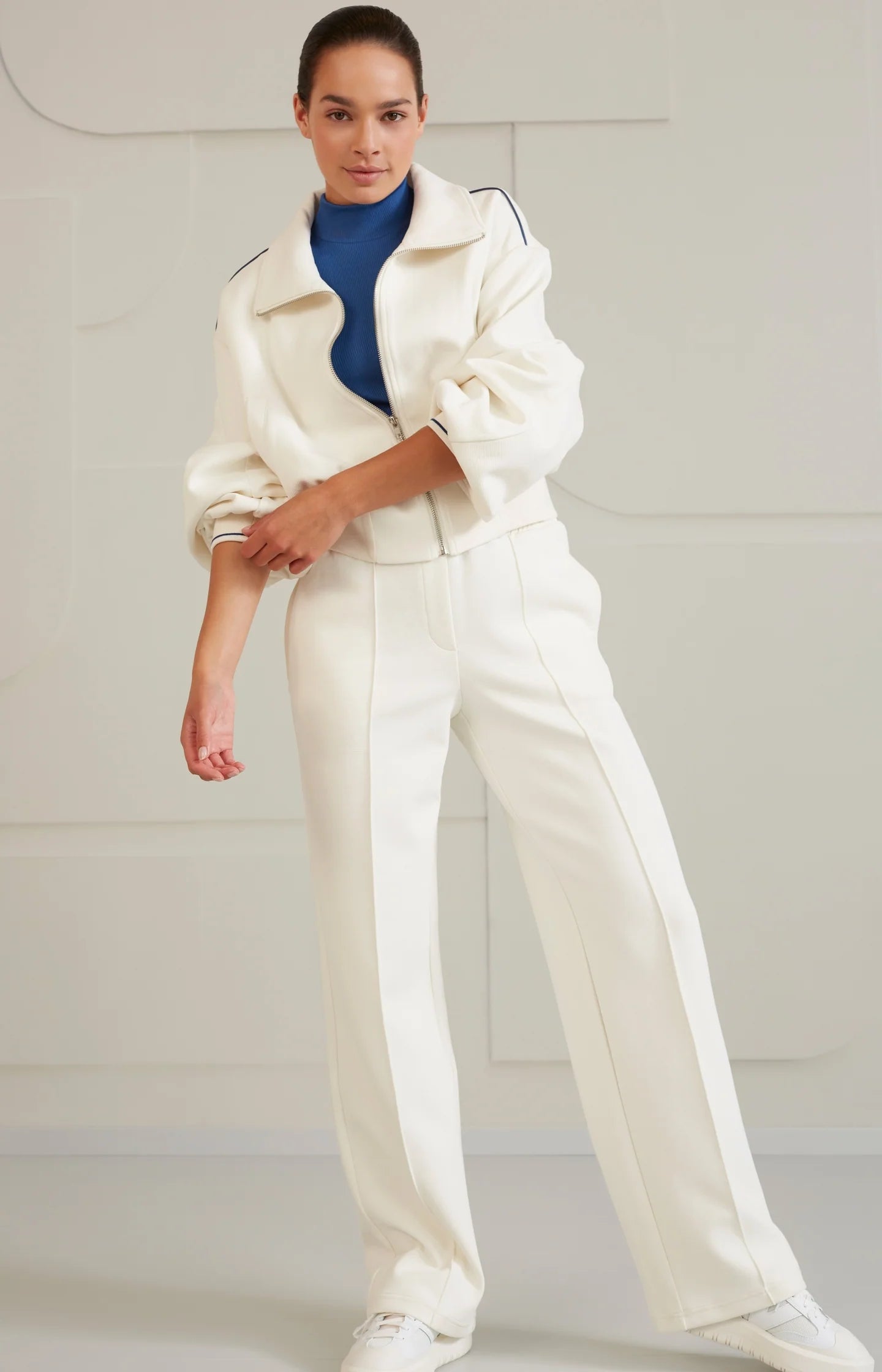 Jersey Structured Wide Leg Trousers by Yaya
