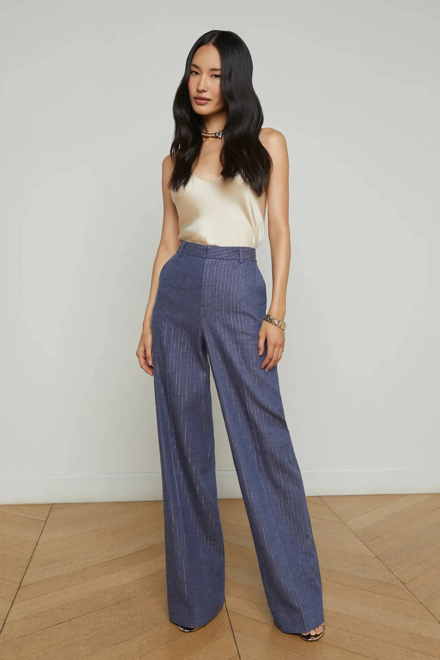 Livvy Str Leg Pant Wild Wind Gold Stripe-L&