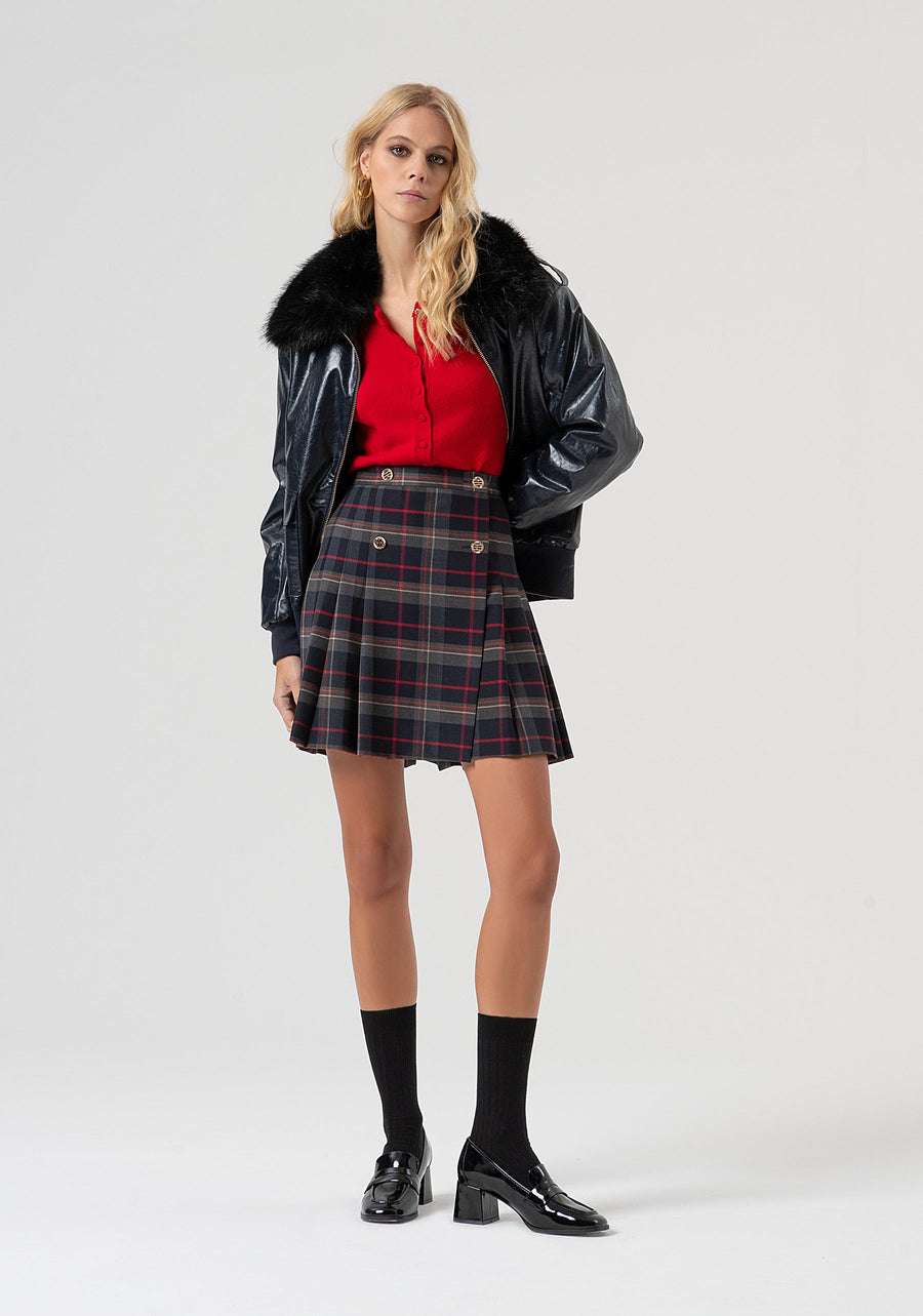 Mini Skirt With Tartan Pattern-Fracomina-Tocca Finita