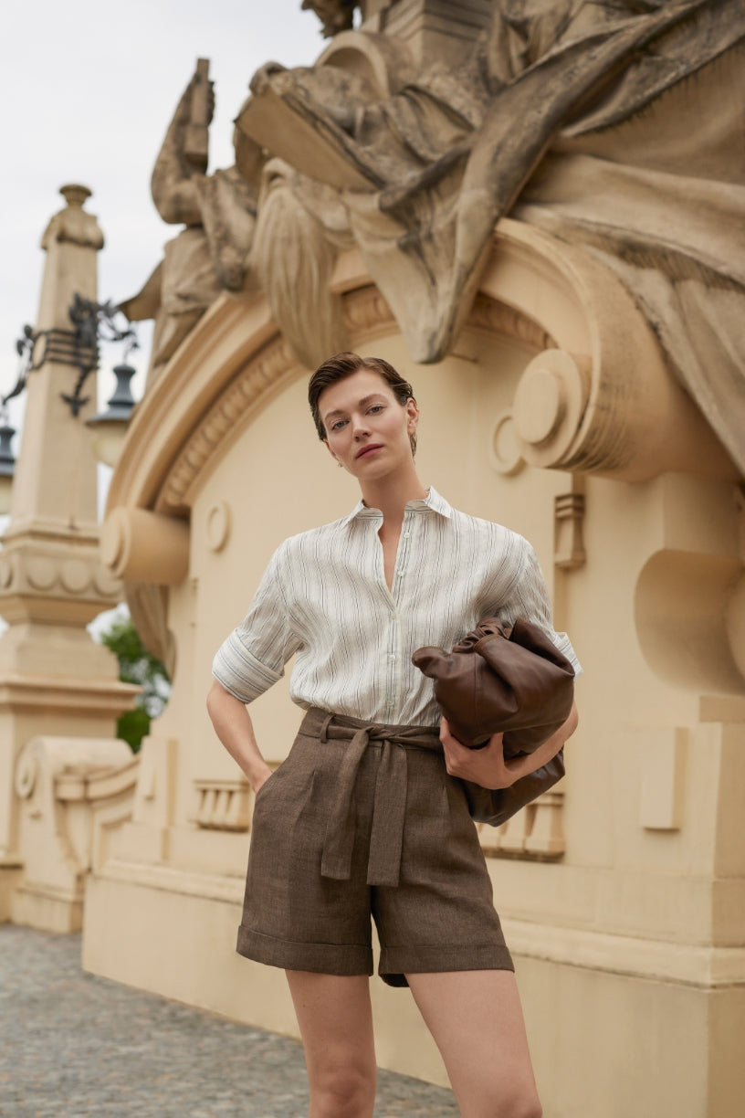 Olivie French Cuff Shirt Pearl/Espresso-Emanou-Tocca Finita