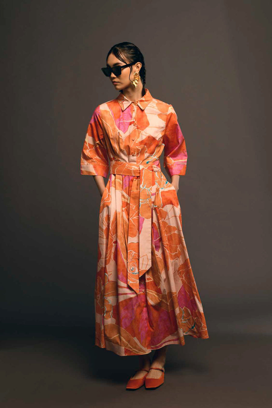 Orange Print Dress-Milva Mi-Tocca Finita