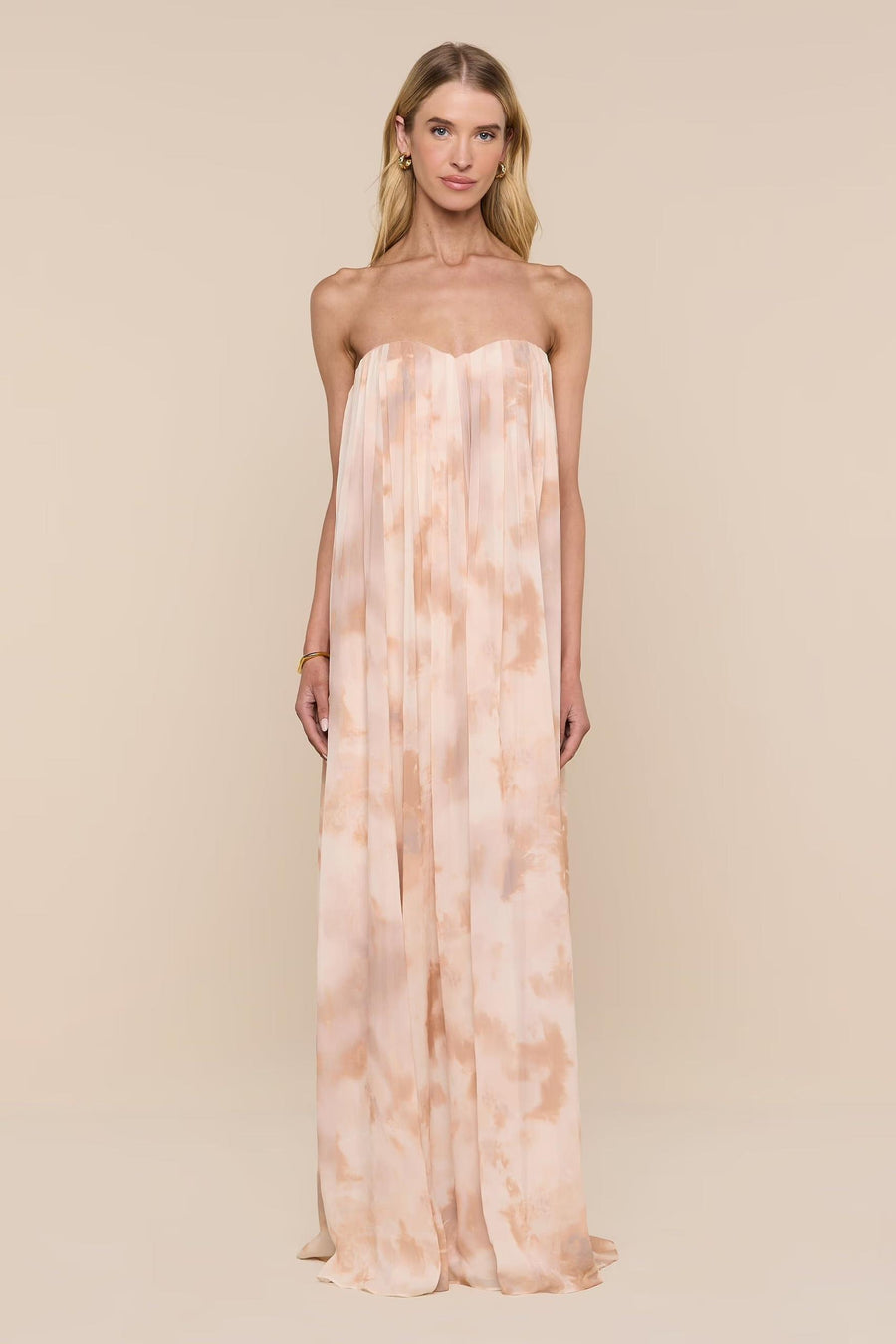Raine Strapless Gown in Frappe Multi Tie Dye-L&