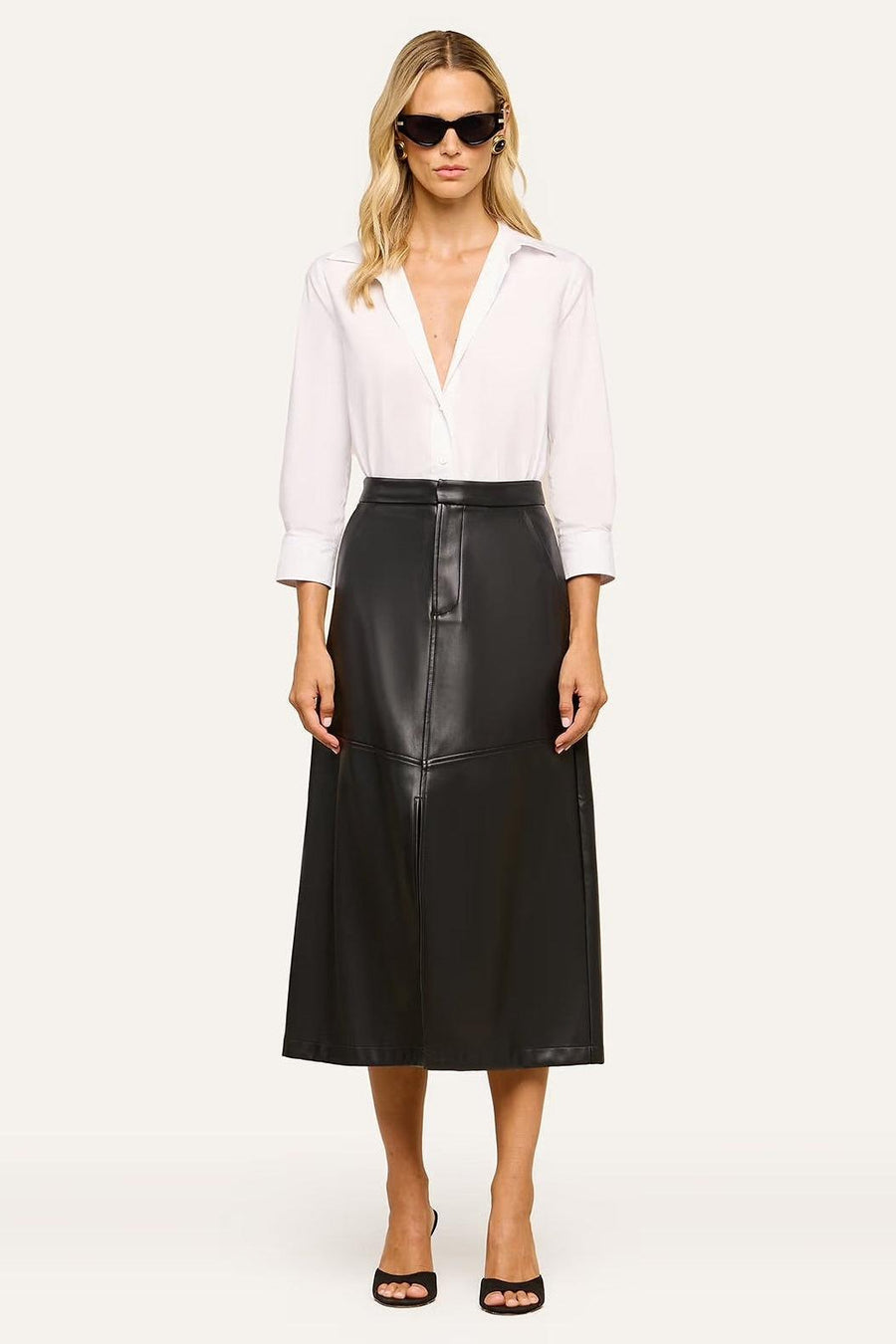 Robyn Vegan Leather Skirt Black-L&