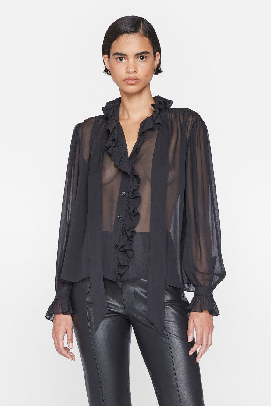 Ruffle Front Button Up Shirt by Frame-Frame-Tocca Finita
