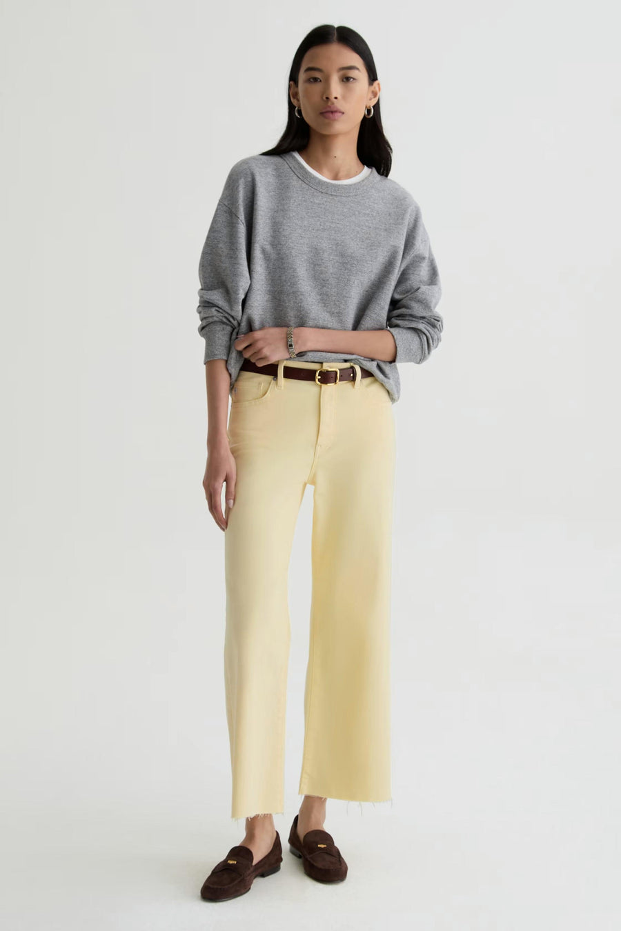 Saige Wide Leg Crop Jean Sunlight Yellow-AG Jeans-Tocca Finita