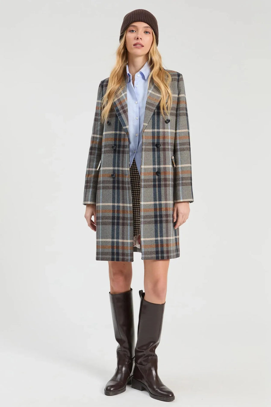 Short Plaid Wool Coat-Vilagallo-Tocca Finita