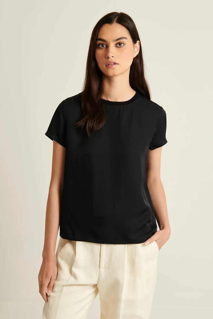 Silk Short Sleeve Tee-Patrick Assaraf-Tocca Finita