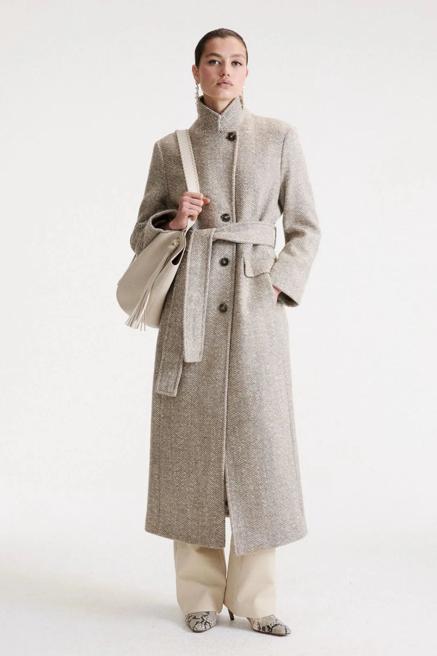 Single-Breasted Wool Coat Turtledove-Marella-Tocca Finita