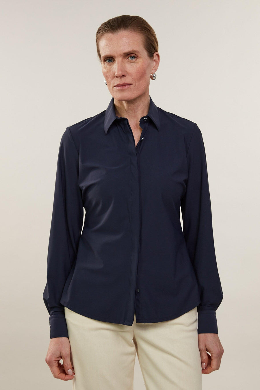 Sofie Navy Jersey Shirt-Stenstroms-Tocca Finita