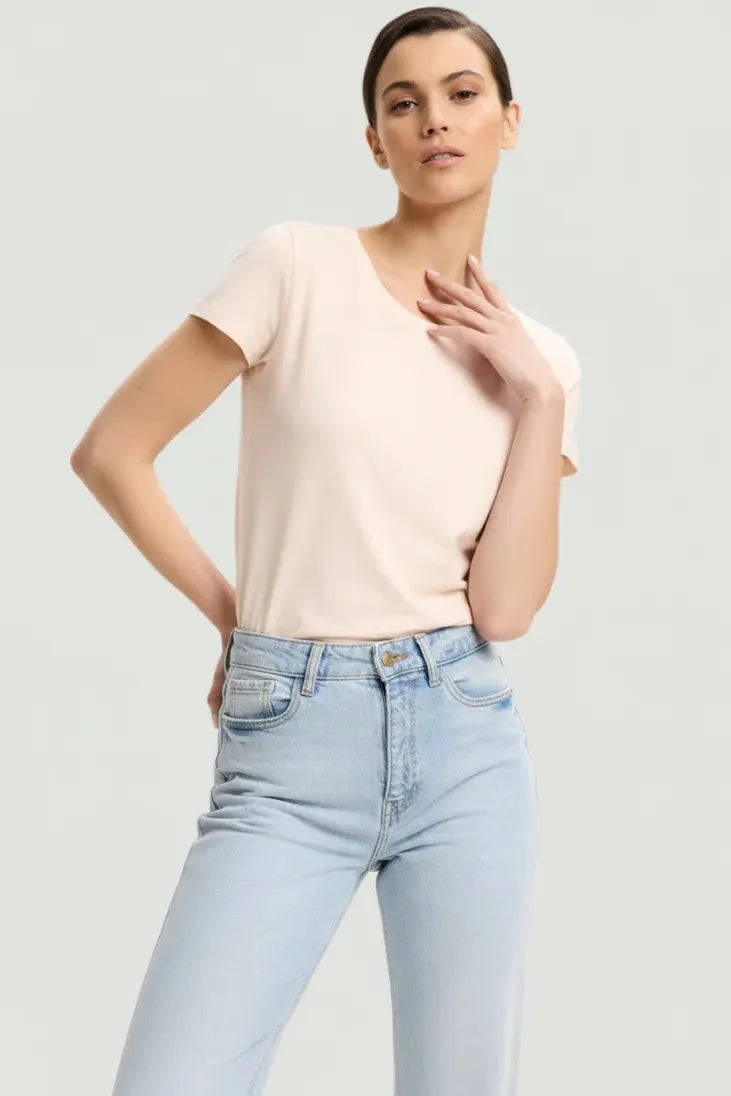 Soft Touch Short Sleeve Crewneck Petale-Majestic Filatures-Tocca Finita