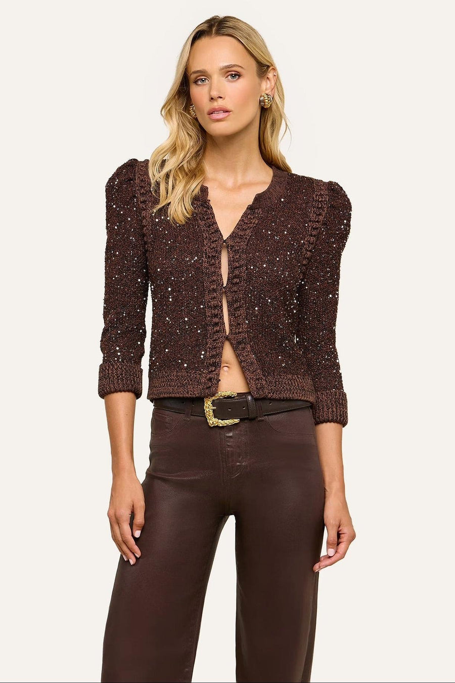 Thistle Sequined Cardigan Black/Java/Sequins-L&