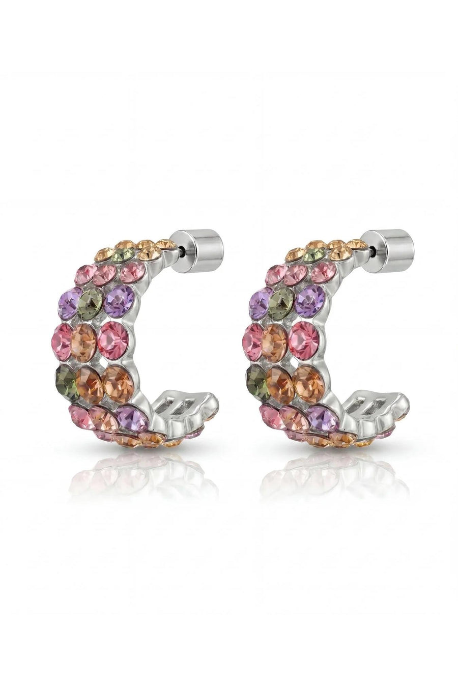 Three Row Swarovski Crystal Hoops - Topaz Mix-Valentine Rouge-Tocca Finita