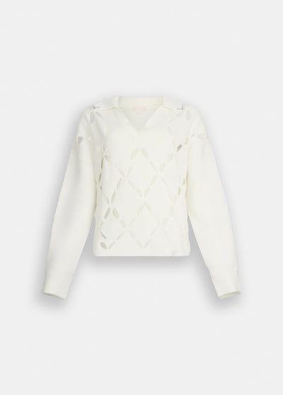 100% Wool Jumper With Bejewelled Embroidery-Liu Jo-Tocca Finita