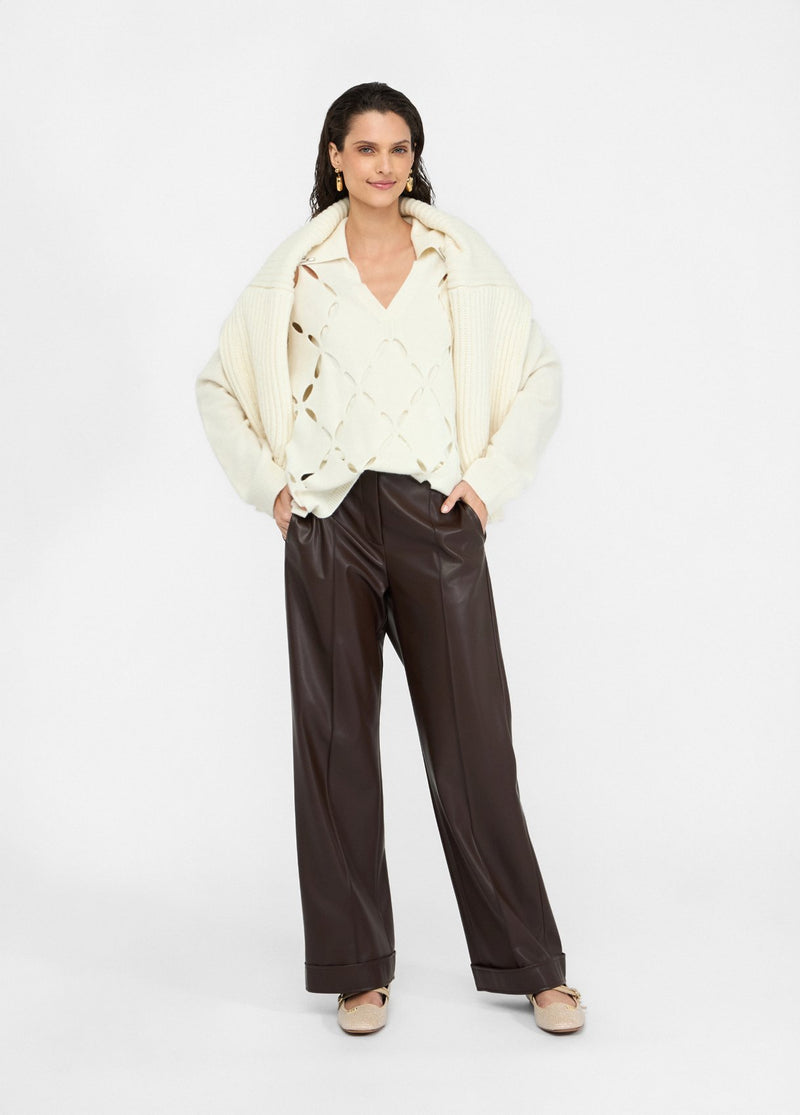 100% Wool Jumper With Bejewelled Embroidery-Liu Jo White-Tocca Finita