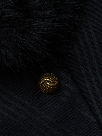 Kaisley Faux Fur Collar Blazer Black Shadow Stripe