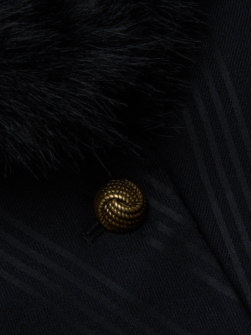 Kaisley Faux Fur Collar Blazer Black Shadow Stripe