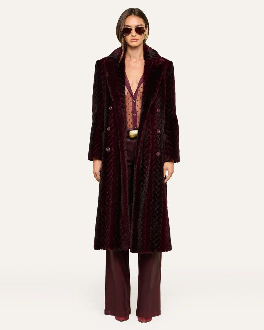Icelyn Faux Fur Coat Burgundy/Dark Burgunday