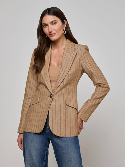 Chamberlain Blazer Tan Charcoal Stripe