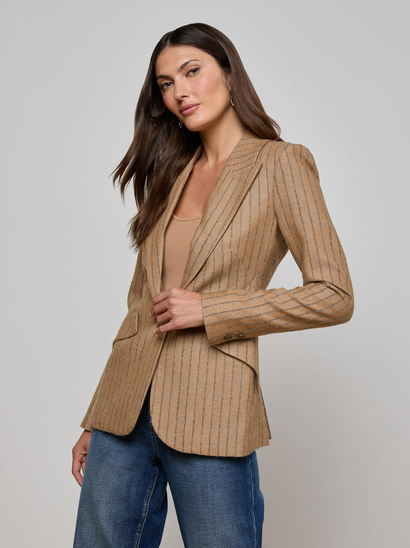 Chamberlain Blazer Tan Charcoal Stripe