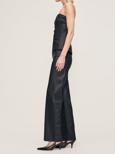 Bustier Black Coated Denim