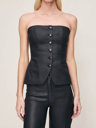 Bustier Black Coated Denim