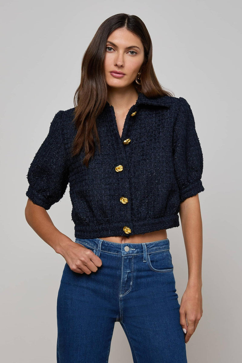 Cove Cropped Tweed Jacket Midnight