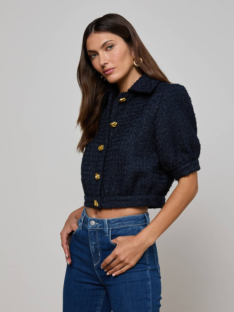 Cove Cropped Tweed Jacket Midnight
