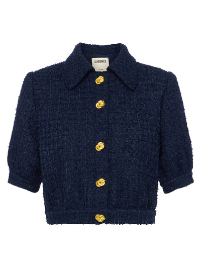 Cove Cropped Tweed Jacket Midnight