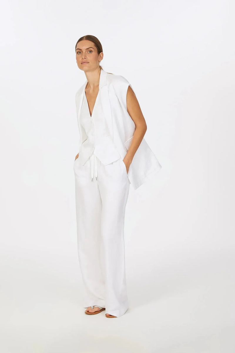 Trousers linen in white