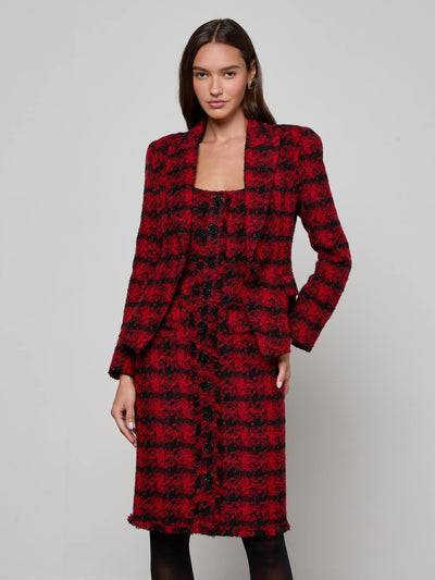Kaisley Tweed Blazer Red Black Houndstooth