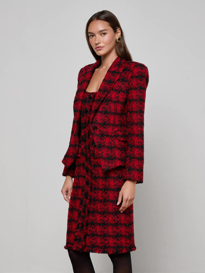 Kaisley Tweed Blazer Red Black Houndstooth