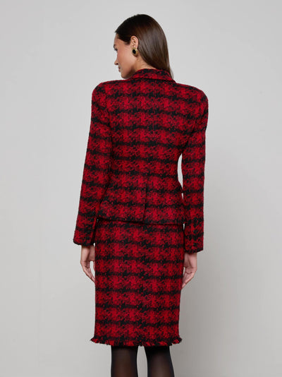 Kaisley Tweed Blazer Red Black Houndstooth