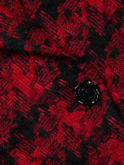 Kaisley Tweed Blazer Red Black Houndstooth